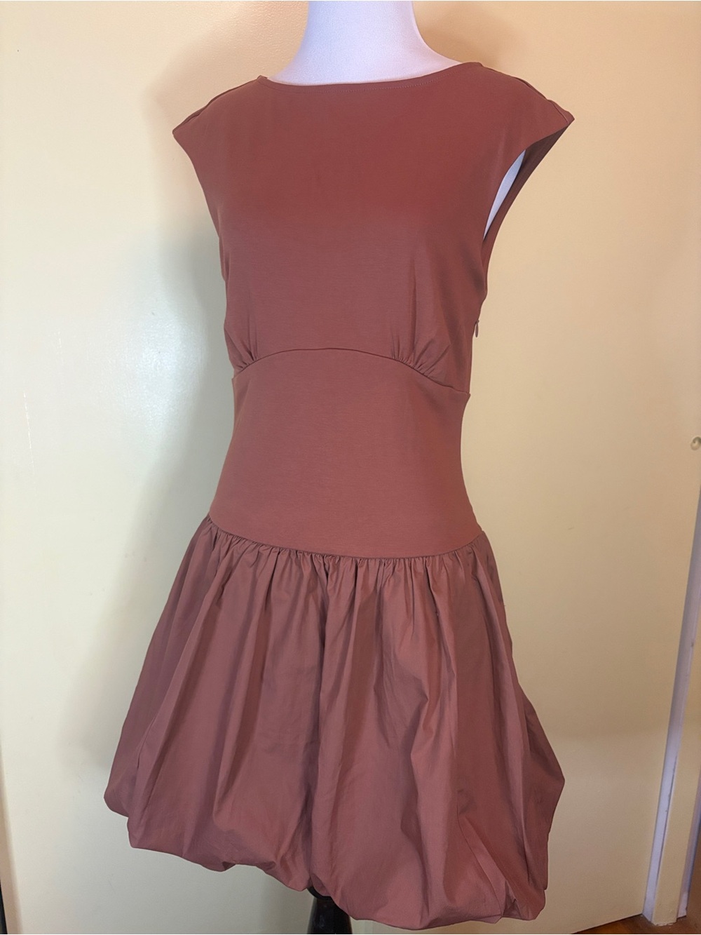 J. Crew Mixy Bubble Hem Rust Sleeveless Dress - Picture 9 of 13